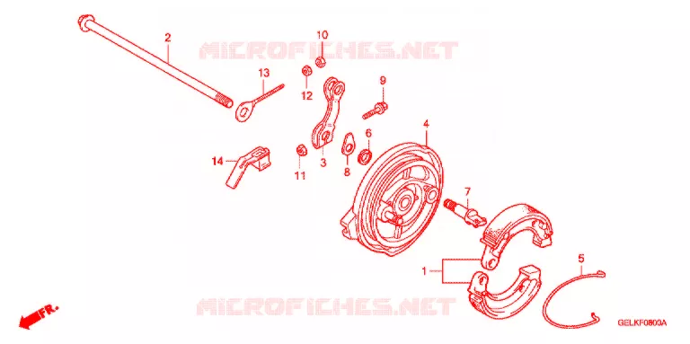 FLASQUE - MACHOIRES DE FREIN ARRIERE Honda MOTO 50 CRF 2004  CRF50F4