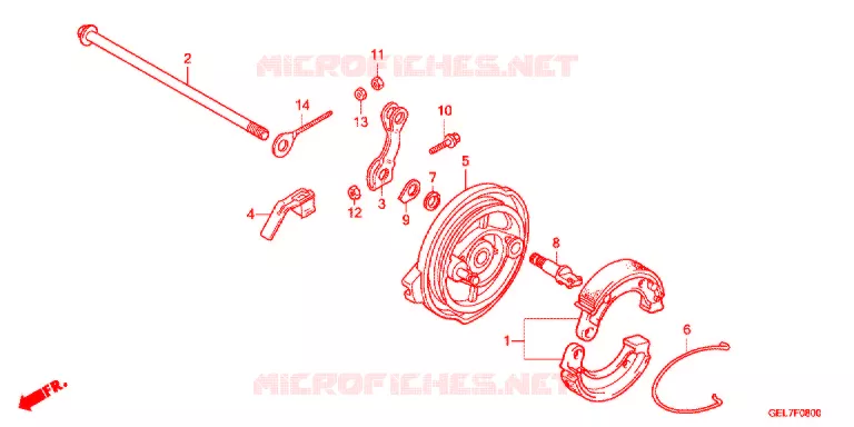 FLASQUE - MACHOIRES DE FREIN ARRIERE Honda MOTO 50 CRF 2012  CRF50FC