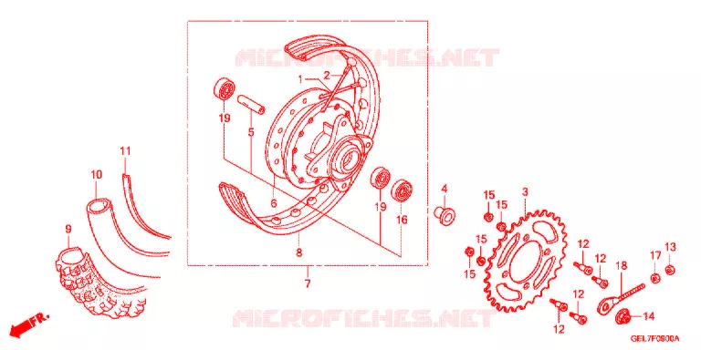ROUE ARRIERE Honda MOTO 50 CRF 2012  CRF50FC