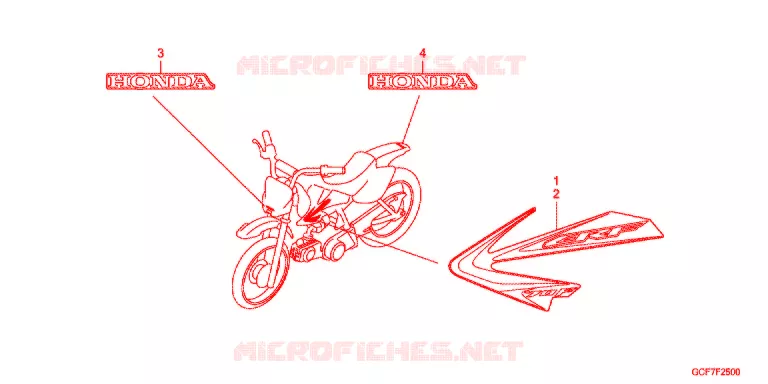 AUTOCOLLANTS Honda MOTO 50 CRF 2012  CRF70FC