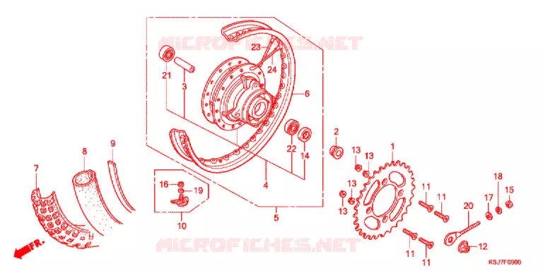 ROUE ARRIERE Honda MOTO 80 CRF 2013  CRF80FD
