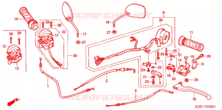 LEVIER DE GUIDON - CABLE - COMMODO Honda MOTO 125 SONIC 2006  FS125C6
