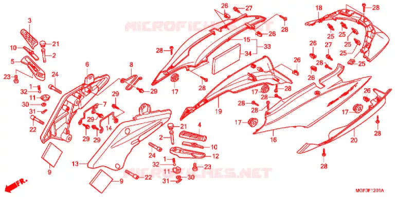 CARENAGE ARRIERE (FJS600A9-2KO/FJS600AB/DB) Honda SCOOTER 600 SILVERWING 2011  FJS600DB