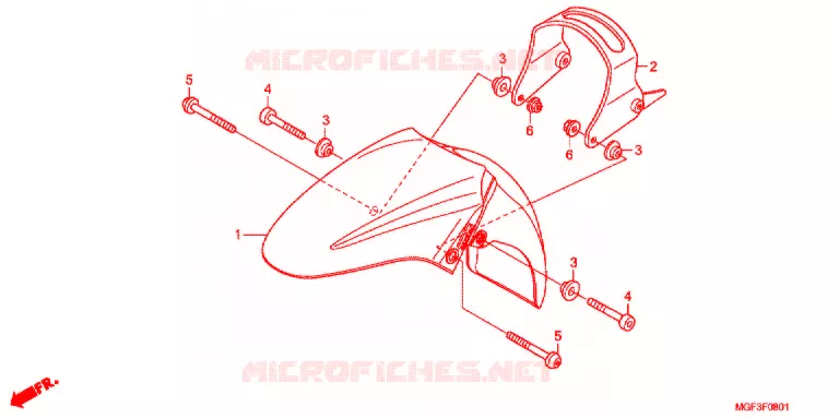 GARDE BOUE AVANT (FJS600A9-2KO/FJS600AB/DB) Honda SCOOTER 600 SILVERWING 2011  FJS600DB