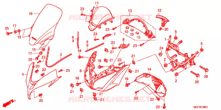 CARENAGE AVANT (FJS600A9-2KO/FJS600AB/DB) Honda SCOOTER 600 SILVERWING 2011  FJS600DB