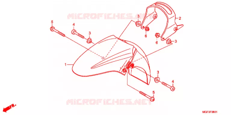 GARDE BOUE AVANT (FJS600A9-2KO/FJS600AB/DB) Honda SCOOTER 600 SILVERWING 2011  FJS600DB