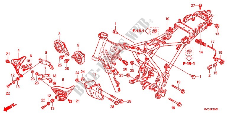 CADRE (GLH125SH) pour Honda STORM 125 DISCO DELANTERO 4AG de 2012