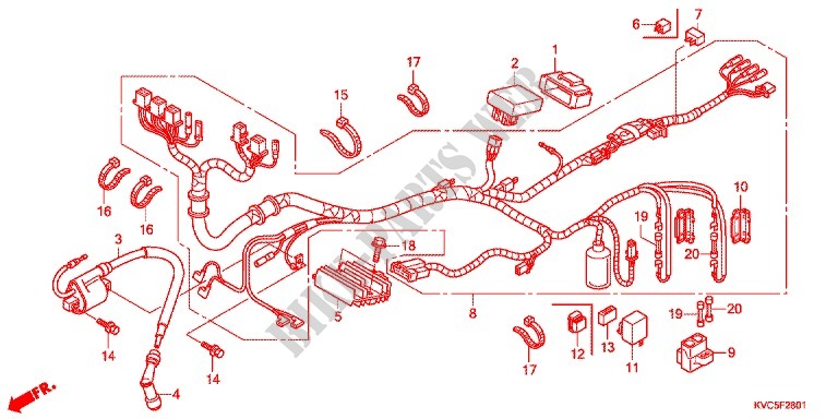 FAISCEAU DES FILS (GLH125SH) pour Honda STORM 125 DISCO DELANTERO 4AG de 2012