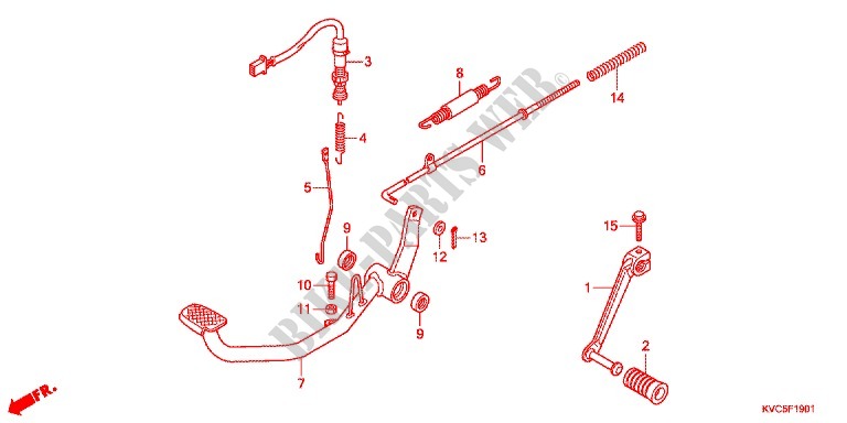 PEDALE (GLH125SH) pour Honda STORM 125 DISCO DELANTERO 4AG de 2012