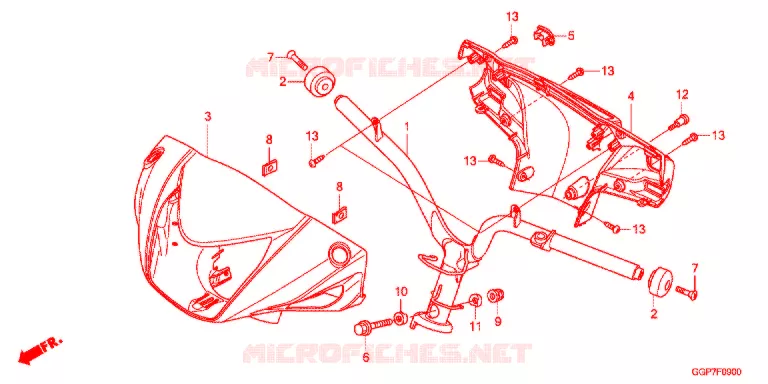 GUIDON - CARENAGE (NSC50/MPD/WH) Honda SCOOTER 50 VISION 2015  NSC50E