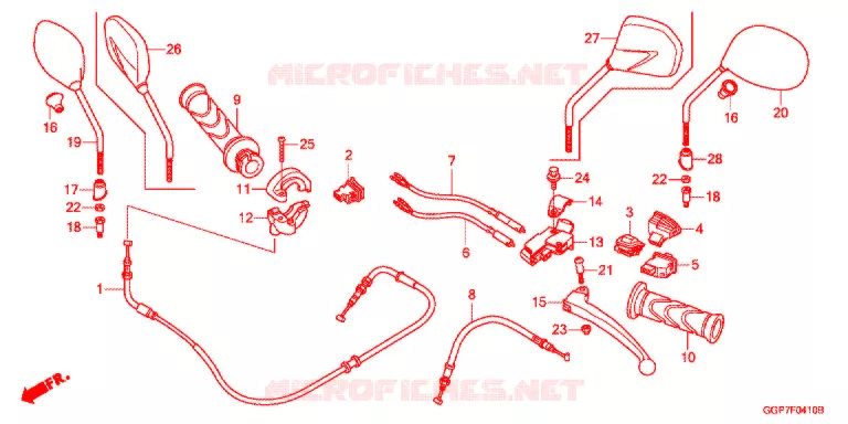 LEVIER DE GUIDON - CABLE - COMMODO Honda SCOOTER 50 VISION 2014  NSC50E