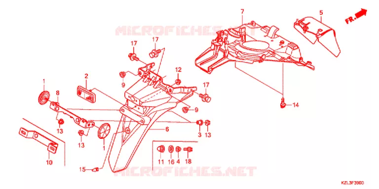 GARDE-BOUE ARRIERE Honda SCOOTER 110 VISION 2015  NSC110MPDE