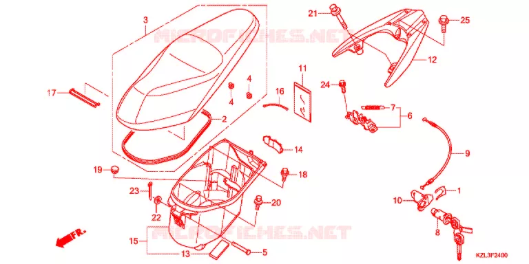 SELLE - COFFRE Honda SCOOTER 110 VISION 2015  NSC110MPDE