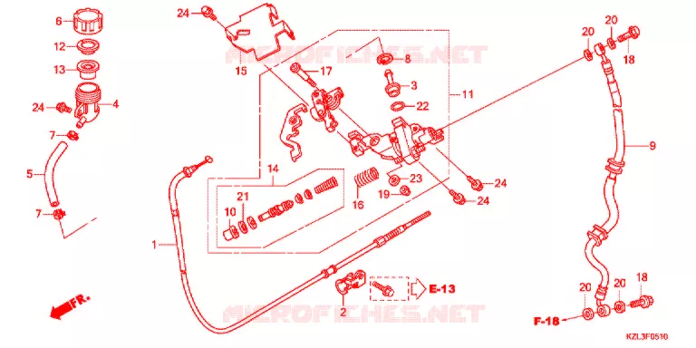 MAITRE-CYLINDRE DE FREIN (CBS) Honda SCOOTER 110 DIO 2015  NSC110WHD