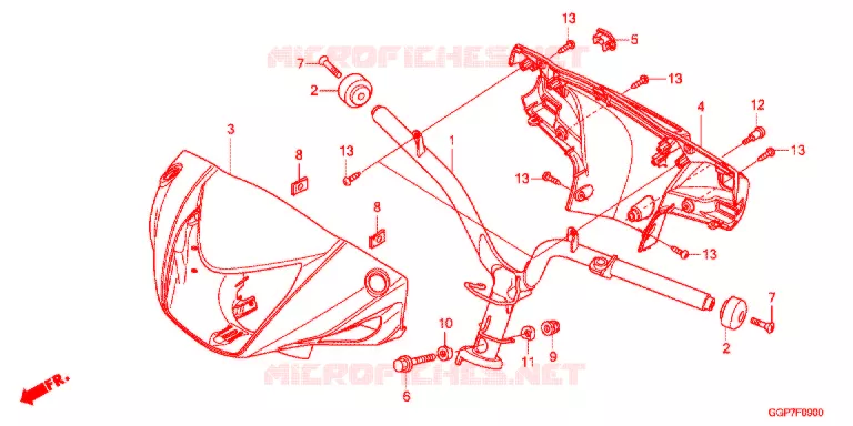 GUIDON - CARENAGE (NSC50/MPD/WH) Honda SCOOTER 50 VISION 2014  NSC50MPDE