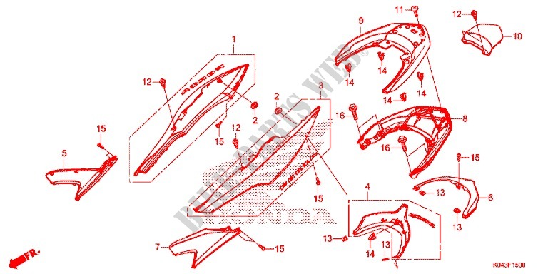 CARENAGE ARRIERE pour Honda FORZA 300 ABS de 2013
