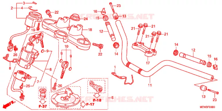 GUIDON - TE DE FOURCHE Honda MOTO 700 DEAUVILLE 2011  NT700VB
