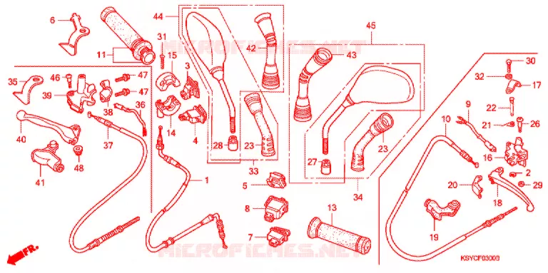 LEVIER DE GUIDON - CABLE - COMMODO (1) Honda SCOOTER 125 ELITE 2007  SC1252SH5