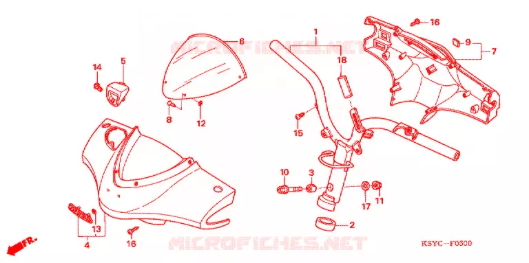 GUIDON - CARENAGE (1) Honda SCOOTER 125 ELITE 2007  SC1254SH5