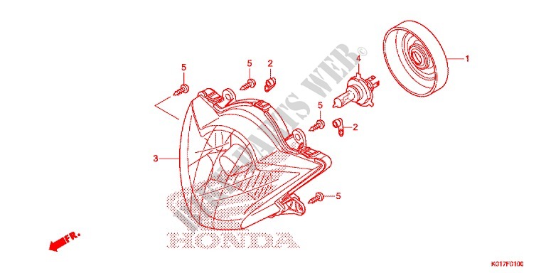 PHARE pour Honda SH 125 ABS STANDARD de 2013