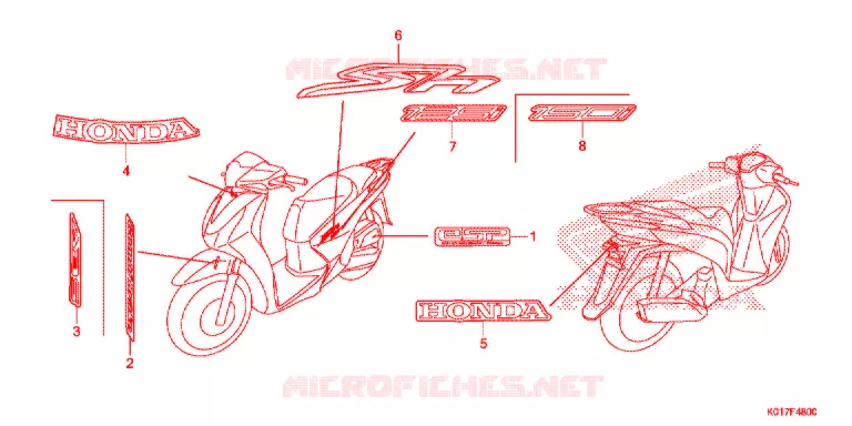 AUTOCOLLANTS Honda SCOOTER 125 SH 2013  SH125DD