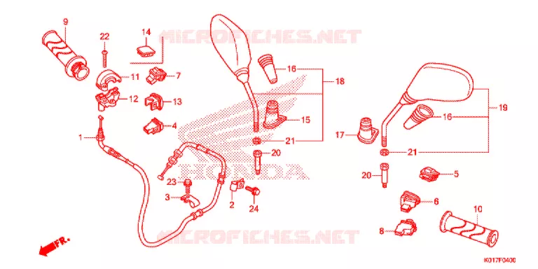 COMMODO - CABLE - RETROVISEUR Honda SCOOTER 125 SH 2013  SH125DD