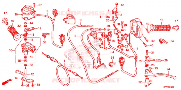 LEVIER DE GUIDON - CABLE - COMMODO Honda ATV 420 FOURTRAX 2013  TRX420FPAD