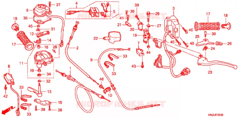 LEVIER DE GUIDON - CABLE - COMMODO Honda ATV 500 FOURTRAX 2013  TRX500FAD