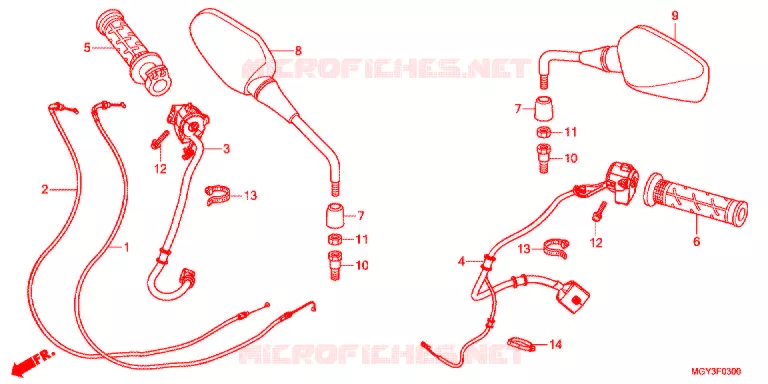 COMMODO - LEVIER - CABLE Honda MOTO 800 CROSSRUNNER 2014  VFR800XD