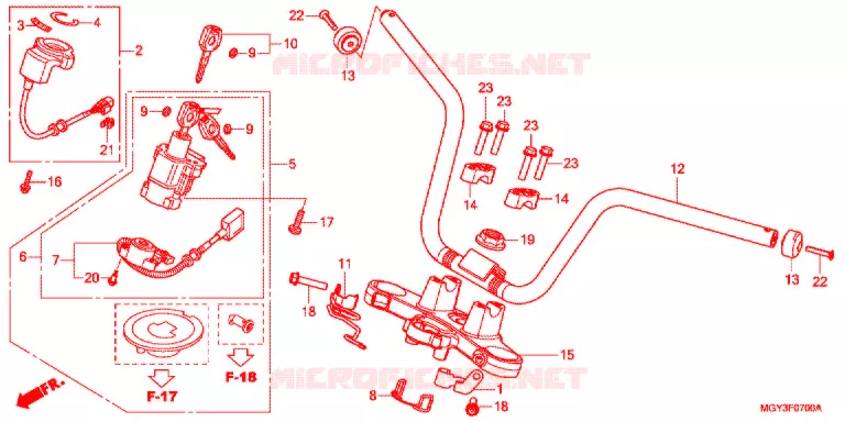 GUIDON - TE DE FOURCHE Honda MOTO 800 CROSSRUNNER 2014  VFR800XD