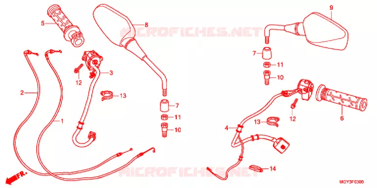 COMMODO - LEVIER - CABLE Honda MOTO 800 CROSSRUNNER 2014  VFR800XD