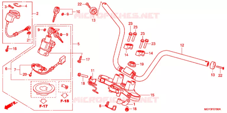 GUIDON - TE DE FOURCHE Honda MOTO 800 CROSSRUNNER 2014  VFR800XD