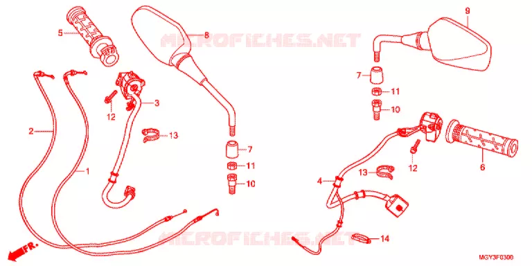 COMMODO - LEVIER - CABLE Honda MOTO 800 CROSSRUNNER 2013  VFR800XD
