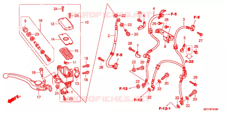 MAITRE CYLINDRE DE FREIN AVANT Honda MOTO 800 CROSSRUNNER 2014  VFR800XD