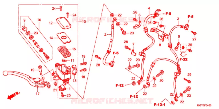 MAITRE CYLINDRE DE FREIN AVANT Honda MOTO 800 CROSSRUNNER 2014  VFR800XD