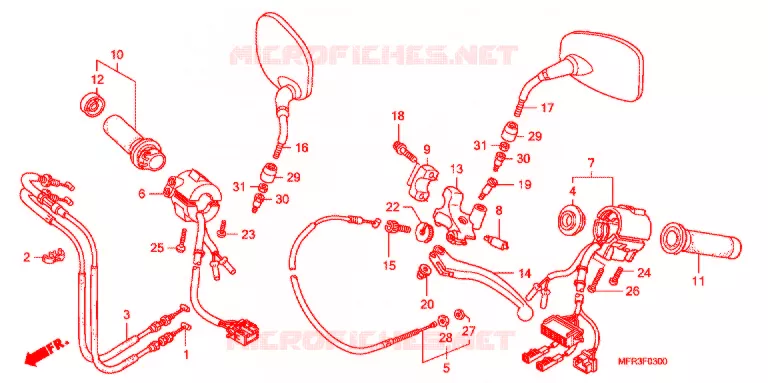 COMMODOS - POIGNEES - CABLES Honda MOTO 1300 VT 2010  VT1300CXA