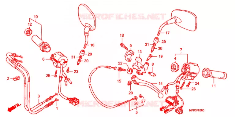 COMMODOS - POIGNEES - CABLES Honda MOTO 1300 VT 2010  VT1300CXAA