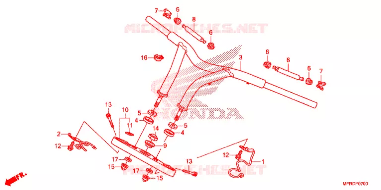 GUIDON - TE DE FOURCHE (VT1300CR) Honda MOTO 1300 VT 2013  VT1300CRD