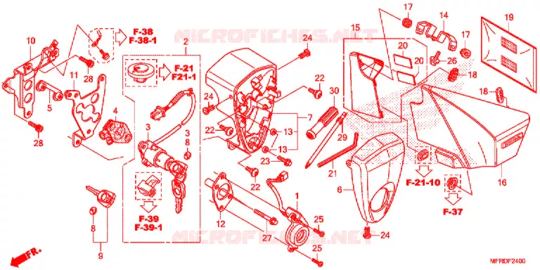 COUVERCLE LATERAL - OUTILS - CONTACTEUR A CLES Honda MOTO 1300 VT 2013  VT1300CXAD