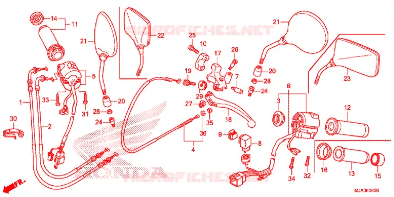 LEVIER DE GUIDON - CABLE - COMMODO Honda MOTO 750 SHADOW 2013  VT750CD