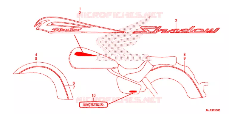 EMBLEME (VT750C/CA/CS) Honda MOTO 750 SHADOW 2013  VT750CSD