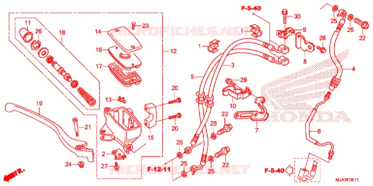 MAITRE CYLINDRE DE FREIN AVANT (VT750CS) Honda MOTO 750 SHADOW 2013  VT750CSD