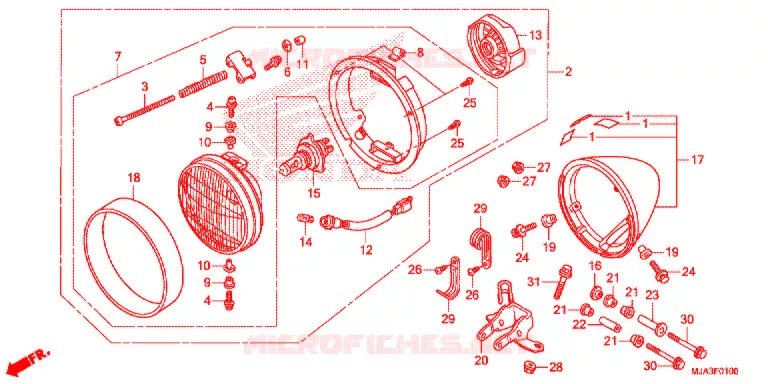PHARE (VT750C/CA/CS) Honda MOTO 750 SHADOW 2013  VT750CSD