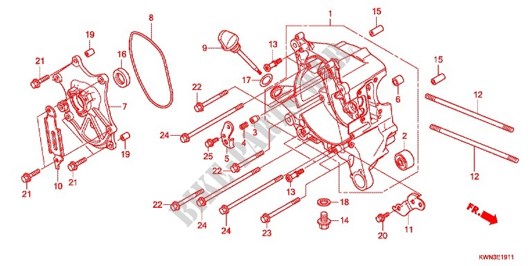 CARTER DE VILEBREQUIN DROIT (WW125EX2C/EX2D/EX2E/D) pour Honda PCX 125 SPECIAL EDITION de 2013
