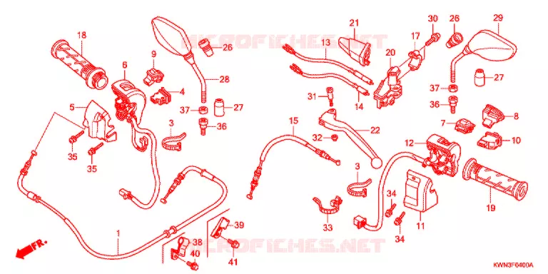 LEVIER DE GUIDON - CABLE - COMMODO Honda SCOOTER 125 PCX 2013  WW125EX2D