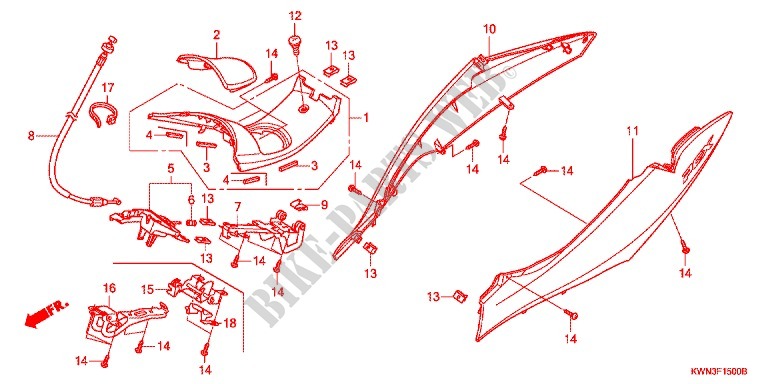 CARENAGE ARRIERE pour Honda PCX 125 de 2013