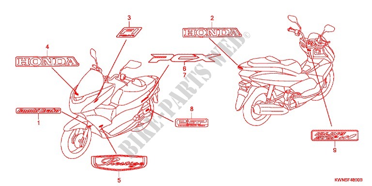 AUTOCOLLANTS pour Honda PCX 125 de 2012