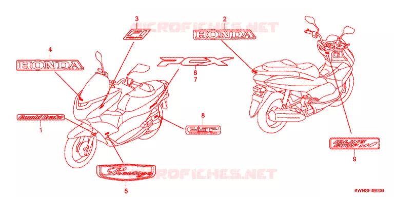 AUTOCOLLANTS Honda SCOOTER 125 PCX 2013  WW125SD