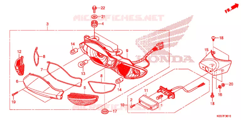 FEUX ARRIERE Honda MOTO 110 WAVE 2015  AFS110CSFF