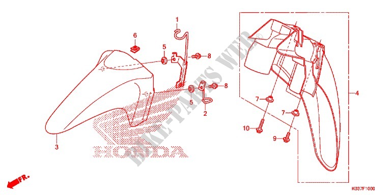 GARDE BOUE AVANT pour Honda WAVE 110 de 2015